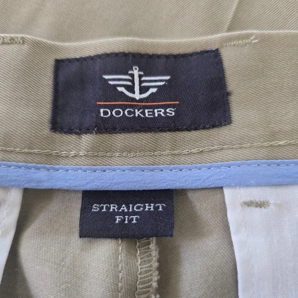 Dockers Pants Mens 34 x 32 Brown Khaki Straight Fit Cotton Chino Pants